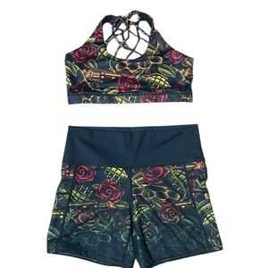 Constantly varied gear dressed to kill workout set shorts/bra